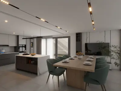 kitchen interior Scene for Sketchup Vray Render 3D model 3D model