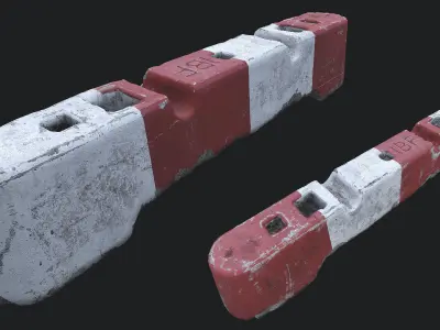 Old Concrete Barricade PBR Low-poly 3D model