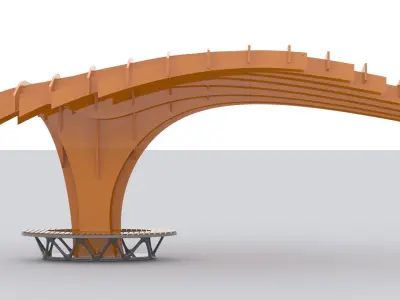 Cantilever Pergola Waffle Structure 3D model