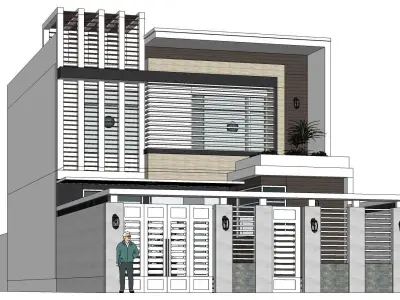 House D1 - Sketchup dwg 3D model