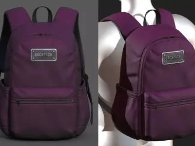 Backpack Camping bag baggage Color  Low-poly 3D model