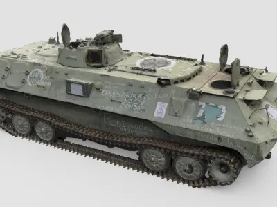 destroyed russian MT-LB multi-purpose towing vehicle  3D model