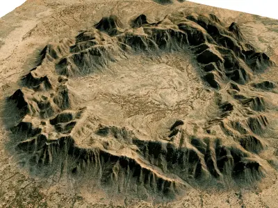 Gosses Bluff Crater 3D model terrain Low-poly 3D model