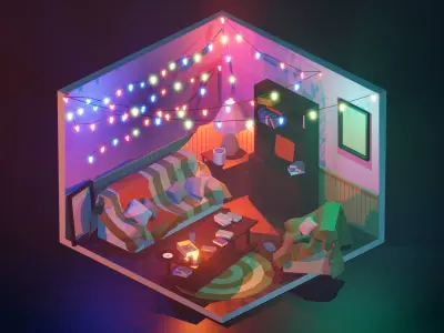 stranger-things low poly model render in blender Low-poly 3D model