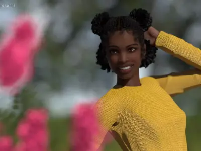 Street Style Black Teenage Girl Rigged for Maya 3D model