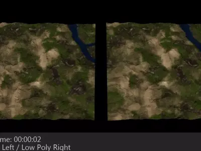 Terrain 2 Mountains and Valley Low-poly 3D model