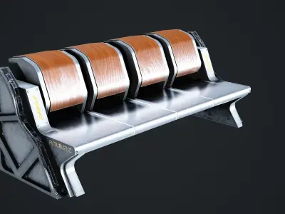 10 Sci-fi Bench Game Ready Low-poly 3D model