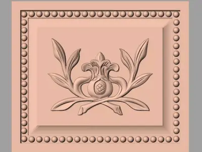 Bed door flower 3D relief STL model for CNC engraving E525 3D model