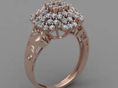 Rose Gold Women Diamond Ring 3D print model 3D print model 30