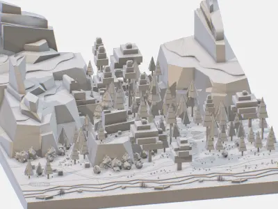 big mountain landscape Low-poly 3D model