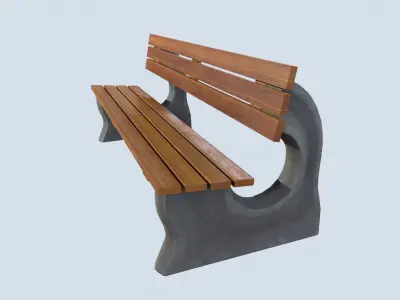 Street bench low poly pbr game ready Low-poly 3D model get