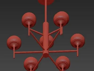 Wide Aged Brass 9 Light Chandelier 3D model