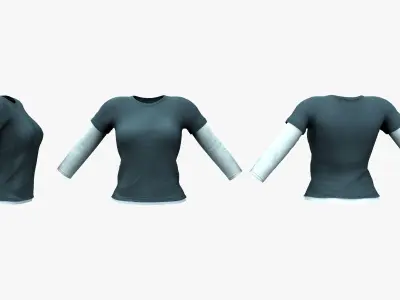 Female Long Sleeve T-shirt 2in1 Low-poly 3D model