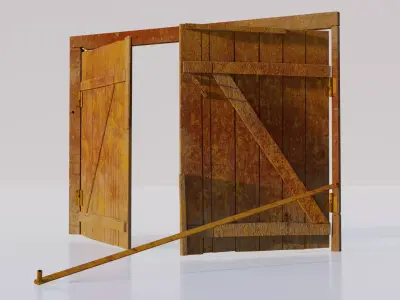 Old gates 1 PBR  Low-poly 3D model