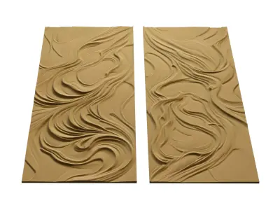  modern Organic Relief Panel Wall Decor Set STL Mural CNC 375 3D model