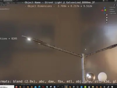 Street Light 1 Galvanized 8000mm 2F Low-poly 3D model