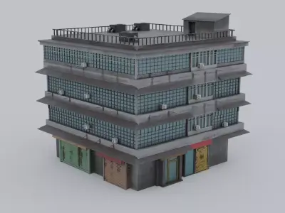 Street Building Free low-poly 3D model
