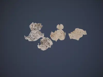 Crumpled papers Low-poly 3D model