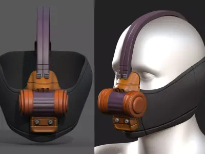 Gas mask helmet scifi futuristic space  Low-poly 3D model