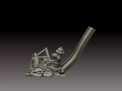 Street Ruins and Rubble - Action Figure Diorama - 3D Print File 3D print model