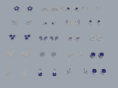 Earring pack kid earring 3D print model