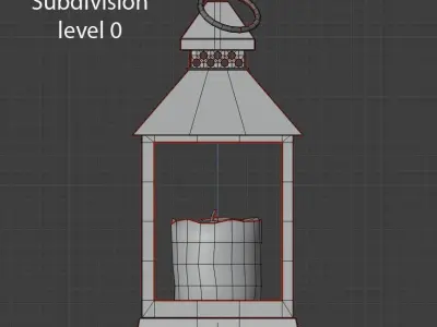 Realistic lantern with a candle Low-poly 3D model