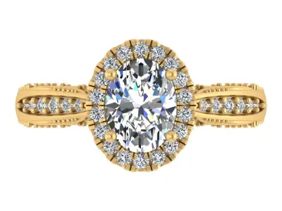 Elegant Oval-Cut Blue Gemstone Engagement Ring 3D print model