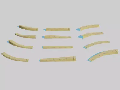 Yellow Curb Pack Low-poly 3D model