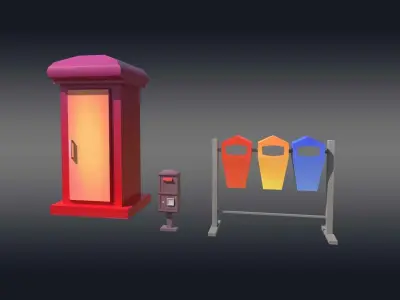 City Buildings Models Pack Low-poly 3D model