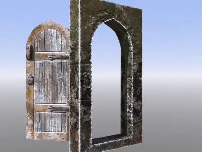 Medieval Dungeon or castle door Low-poly 3D model