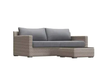 sofa-ourdoor outdoor rattan sofa set Low-poly 3D model