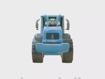 Modern Blue Loader with Glossy Finish and Aligned Bucket Low-poly 3D model