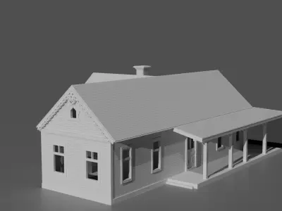 Classic Countryside Farm Wooden House 3D print model