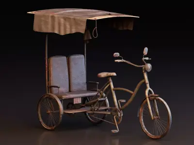 Rustic Cycle Rickshaw 3D model