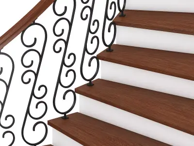 Wooden Spiral Stairs 7 3D model