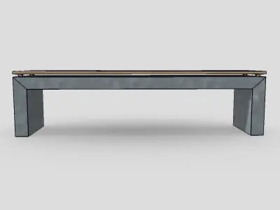 Bench 2 made of concrete and wood Low-poly 3D model