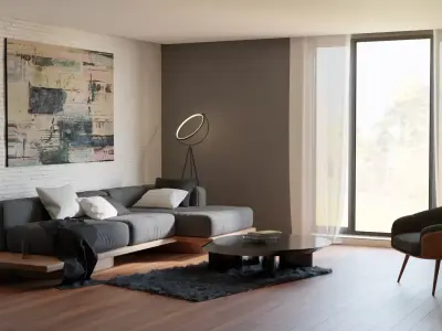 Design of a living room in a modern and sports style 3D model