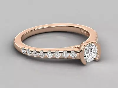Modern Open Prong Solitaire Ring CAD Design STL 3DM 3D print model