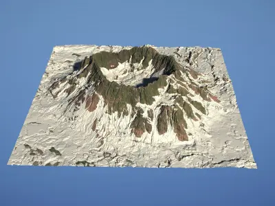 Landscape Environment Volcano Snow 02 Low-poly 3D model