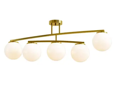 bronx five light brass ceiling fixture with globes 3D model