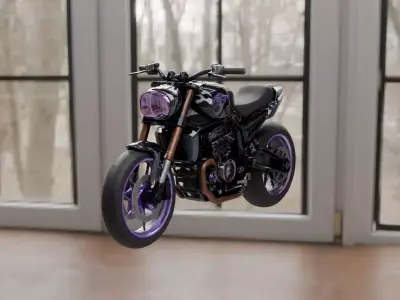 Retro Futuristic Cyberpunk Motorcycle   High Detail 3D Model 3D model