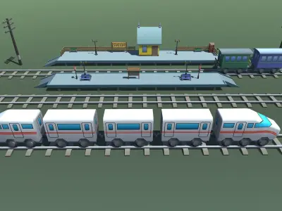 Toy Train Mobile Low-poly 3D model