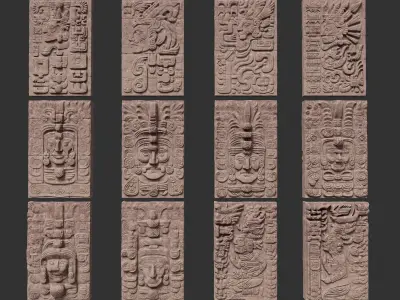 High poly Yellow Mayan Temple Wall 230719 3D model