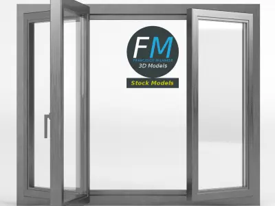 3 panels large window 3D model