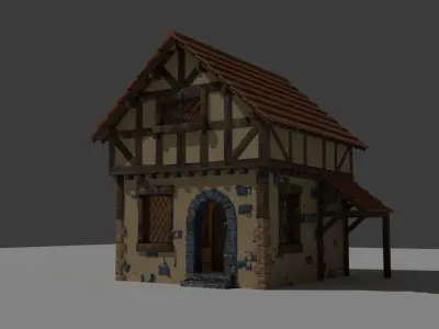 Medieval Stylized House  3D Game Asset with Full Interior 3D model