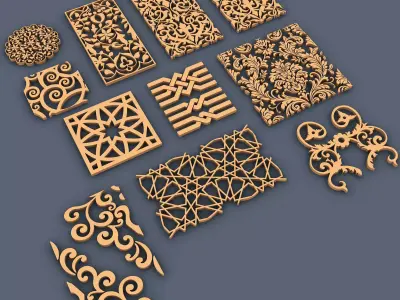 Ornaments decorative wood carvings - decorative wood carvings 3D model