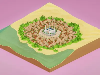 Arabic style set Low-poly 3D model