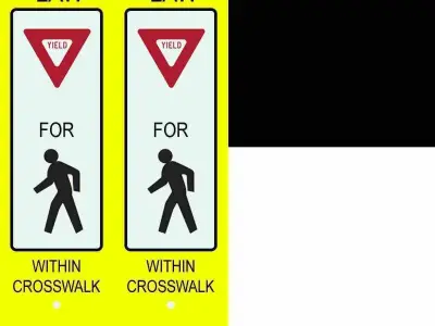 Pedestrian Crossing Sign Low-poly 3D model