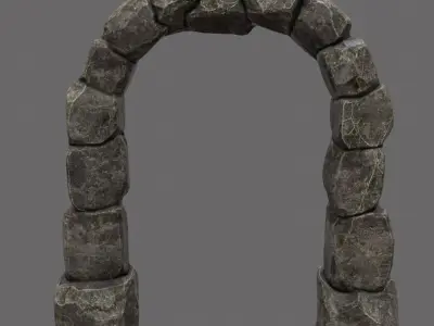 wall set arch made of rocks Low-poly 3D model