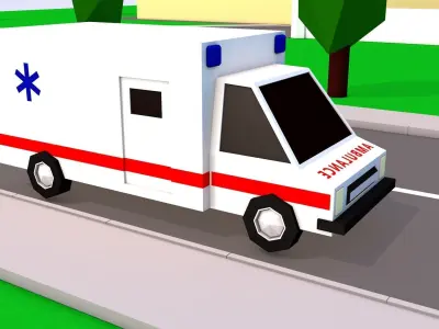 Yancher-city - Cartoon hospital Low-poly 3D model